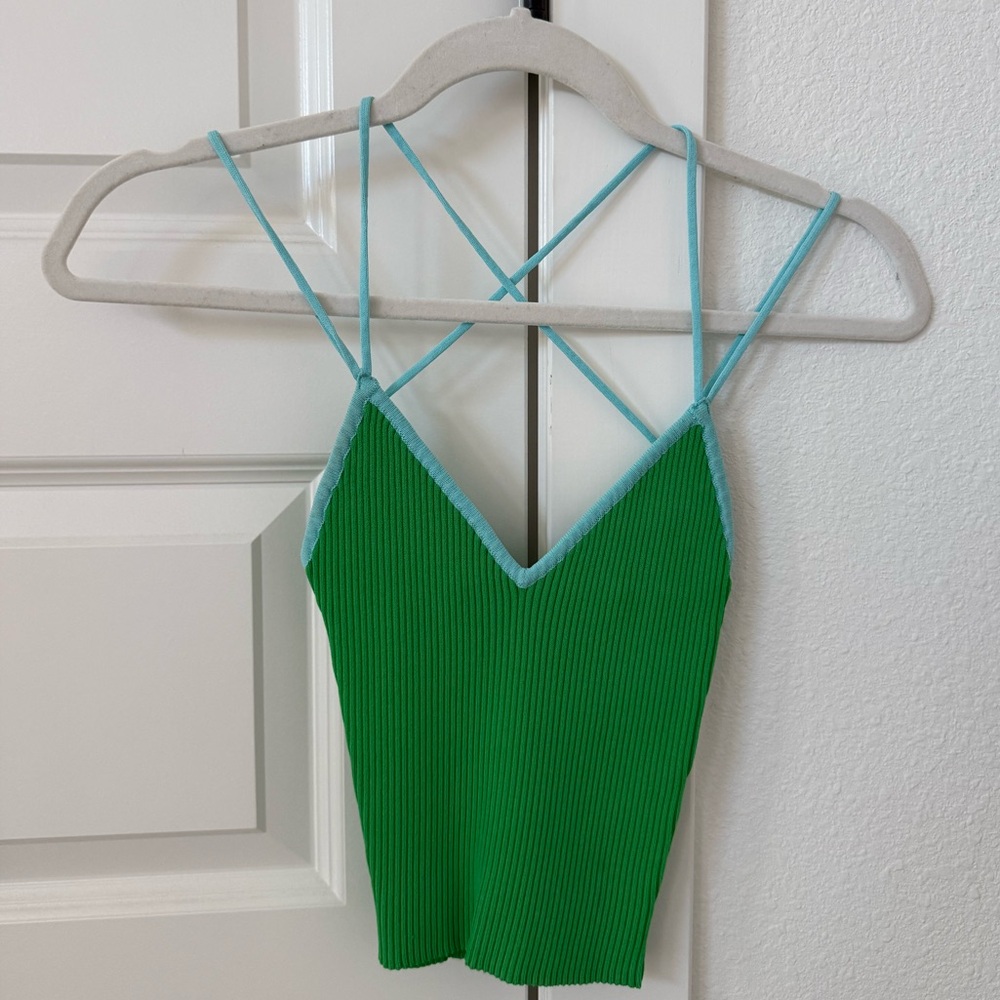 Green/Blue Zara Ribbed Tank